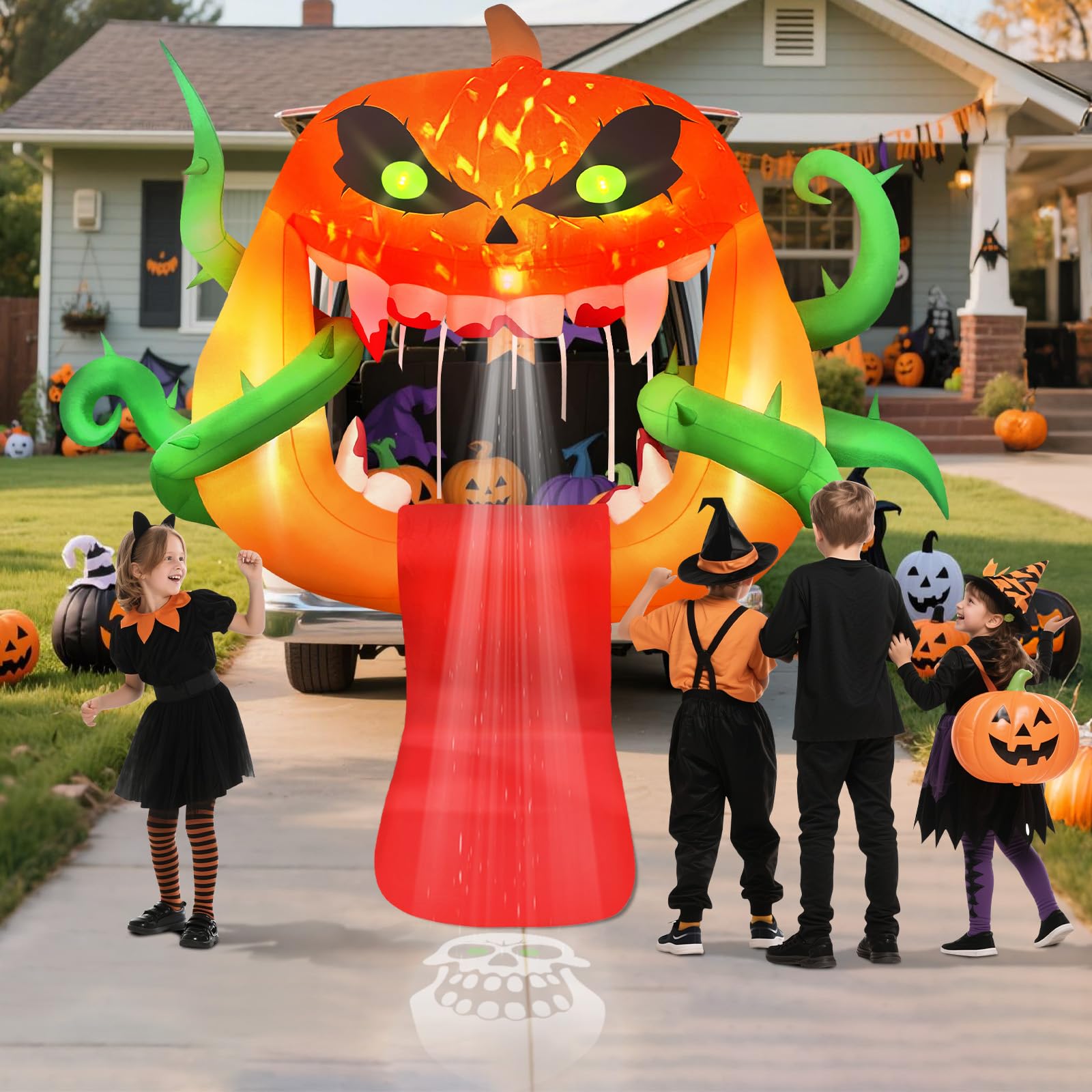 Kalolary 5FT Halloween Inflatable Decoration,Trunk or Treat Car Decorations Inflatable Party for Yard Garden Lawn Indoor Outdoor Decor (Scary Pumpkin Ghost) - Image 4