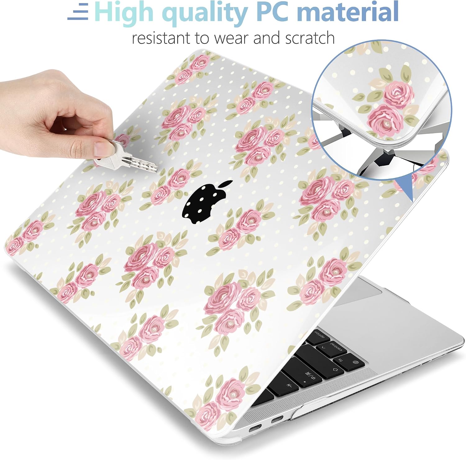MEEgoodo for MacBook Air 13.3 inch Case 2021 2020 2019 2018 A2337 M1 A2179 A1932, Laptop Shell for MacBook Air M1 with Keyboard Webcam Cover & Trackpad Film & Type C Adapter,Vintage Chic Floral