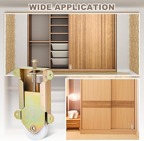 Miniatura 5 de Therwen 4 piezas de rodillos para puerta de espejo, ruedas cóncavas de nailon de 1-12 pulgadas, centros de agujeros de 2-12 pulgadas, ruedas de