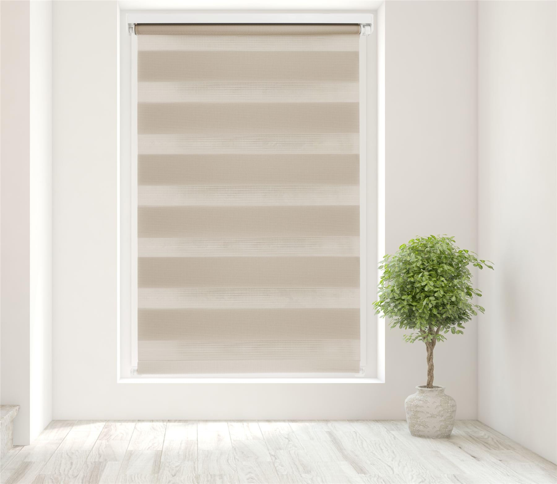 Caecus Blinds Day & Night Zebra Roller Blind Taupe 160Cm X 160Cm from B&Q