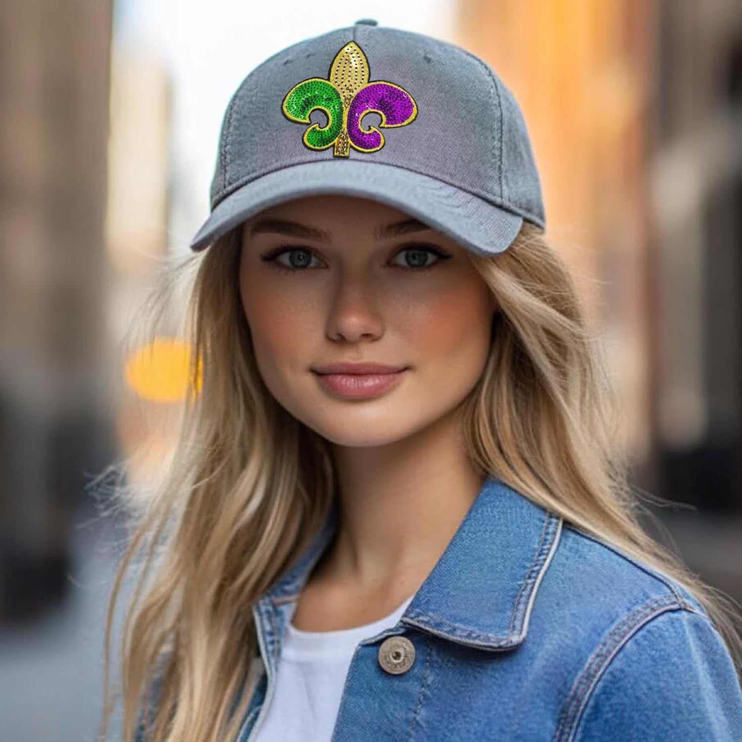 3 Pieces Pack Mardi Gras Fleur De Lis Sequins Iron-On Patches Appliques - Image 2