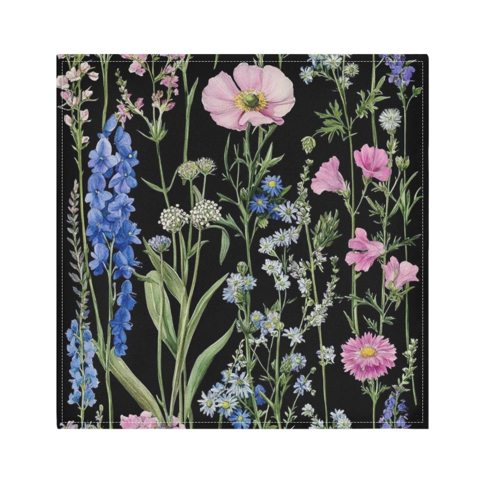 Ttgoth Wildflowers Cloth Napkin Set of 6 Washable & Reusable Dinner Napkins for Dining Table, Banquets, Wedding, Party, 50x50 cm