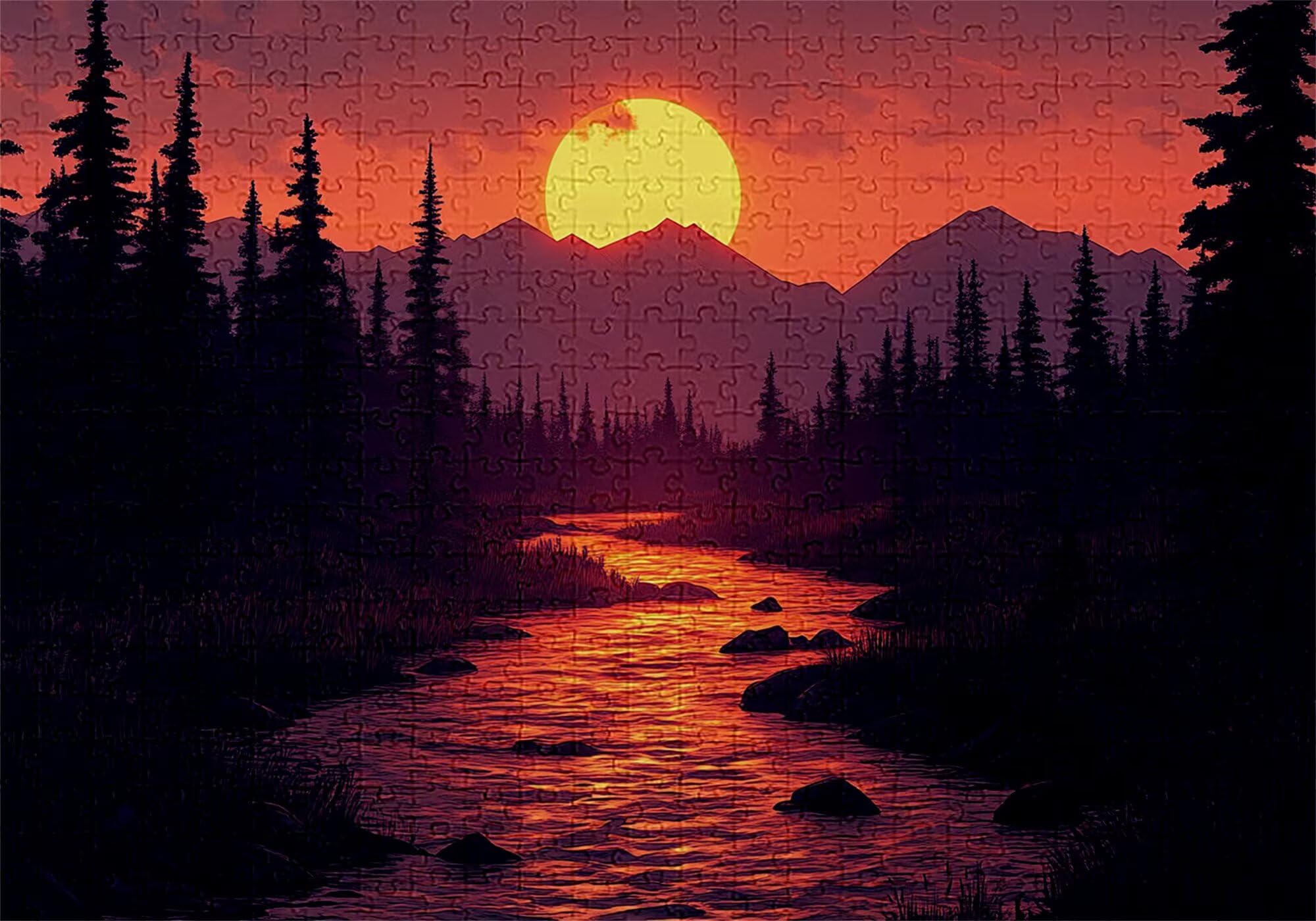 Puzzle 3000 elementów leśnych puzzle dla dorosłych strumień 122 x 81 cm unikalne rzemiosło klasyczne 3D drewniana układanka do rodzinnych gier aktywnych, układanka zrób to sam do dekoracji ścian domu