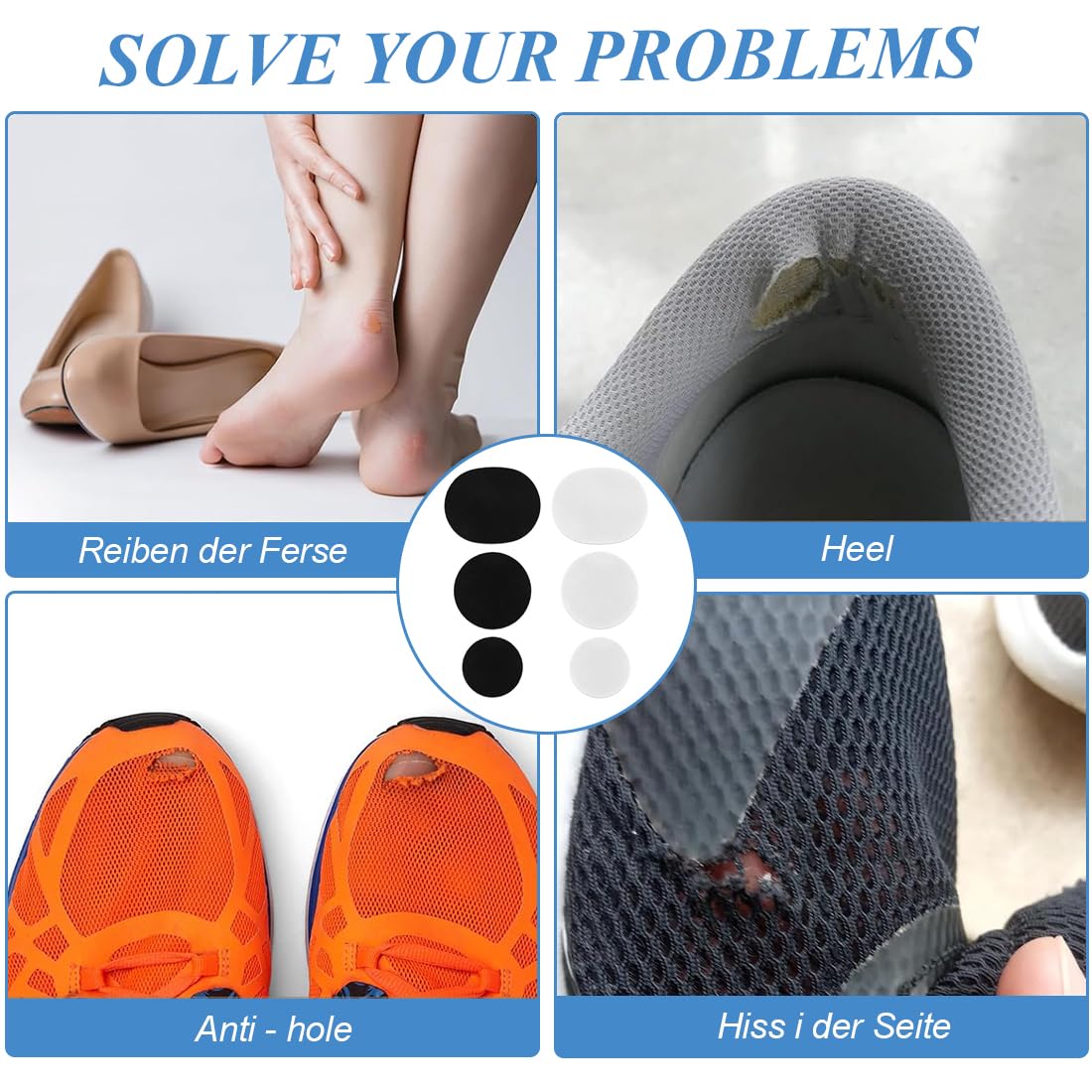 WKRTDY Schuhreparatur, selbstklebenden Fersenflicken, 12er Pack Selbstklebende Reparatur-Patches für Schuhe und Kleidung - Schuh-Fersenschutz und WKRTDY Schuhreparatur, selbstklebenden Fersenflicken, 12er Pack Selbstklebende Reparatur-Patches für Schuhe und Kleidung - Schuh-Fersenschutz und