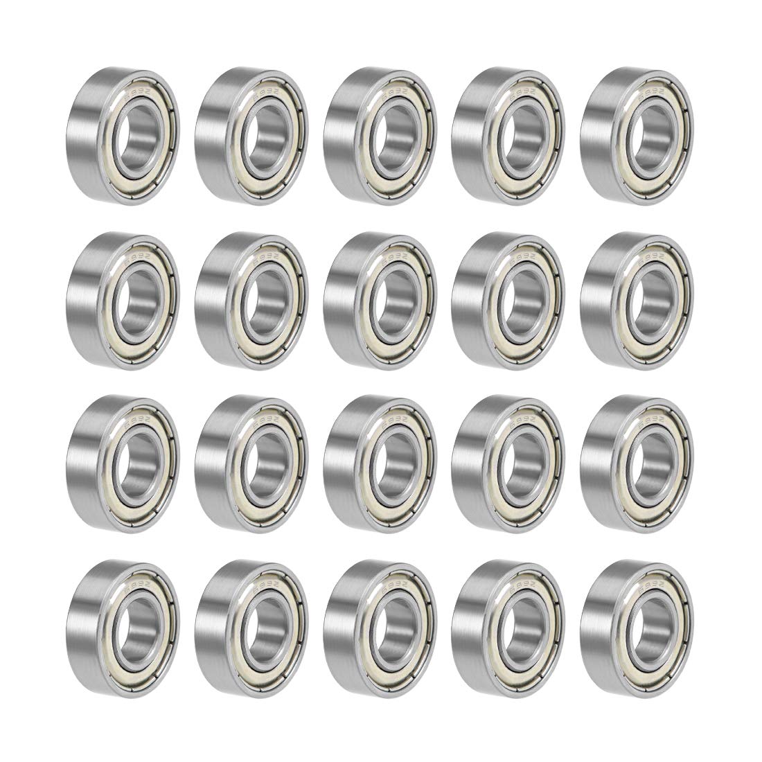 uxcell 698ZZ Deep Groove Ball Bearings 8mm x 19mm x 6mm Double Shielded Chrome Steel Z2 20pcs