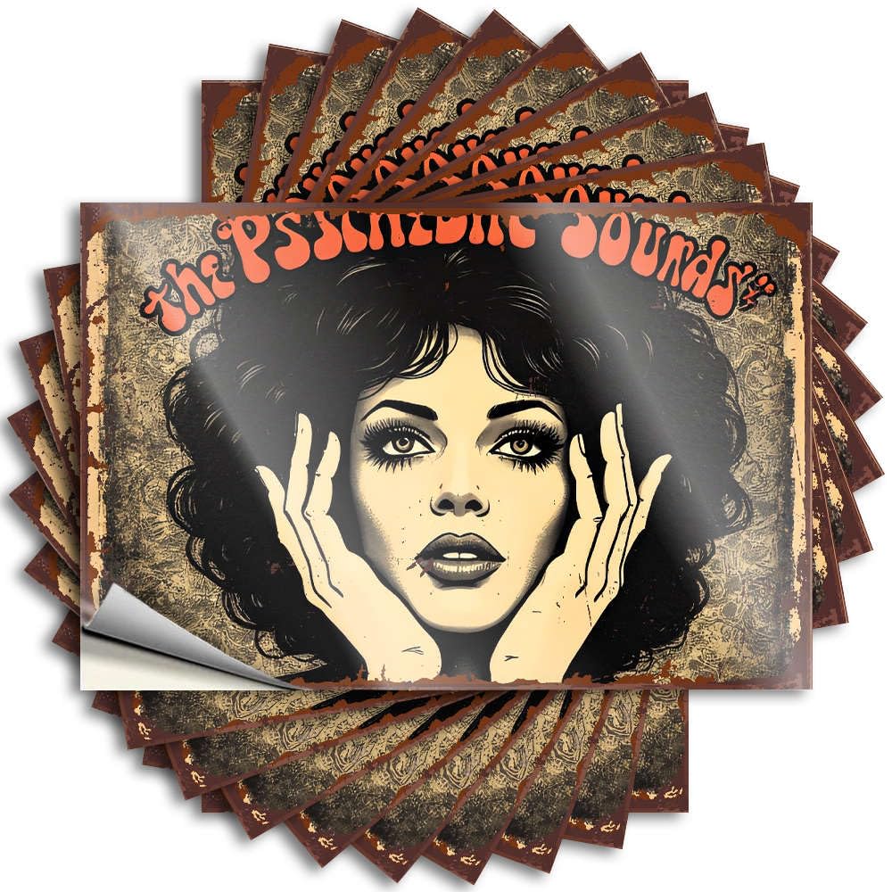 Decal Winter Easy Apply | The Psychedelic Sounds Poster Art Optical Illusion Bumper Peel and Stick(12X18CM)