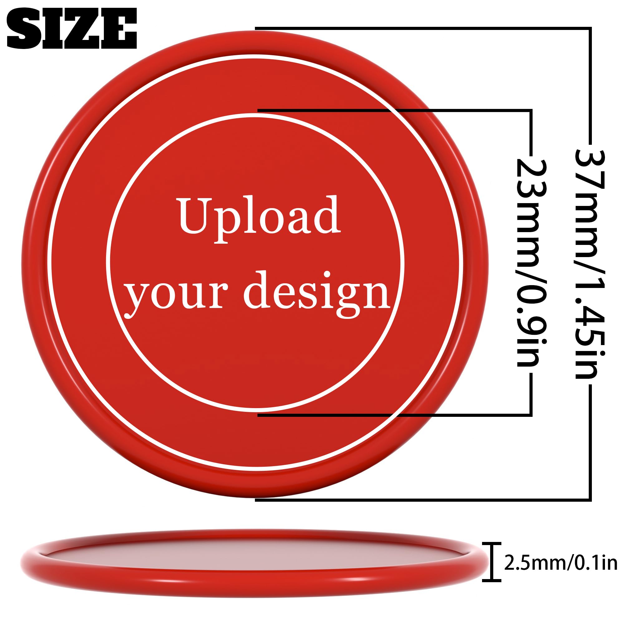 200 Custom Poker Chips, Custom Drink Tokens Personalized Own Logo, Image and Text, Double Sided Full Color Printing Custom Drink Chips for Bar, Business Cards, Company Logo and Promotions (Red)