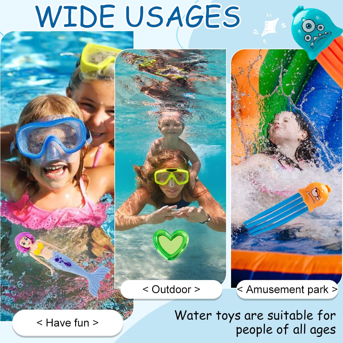 Set De 8 Juguetes De Buceo Para Piscina – Sirenas, Medusas Y Gemas Para Juegos Acuáticos