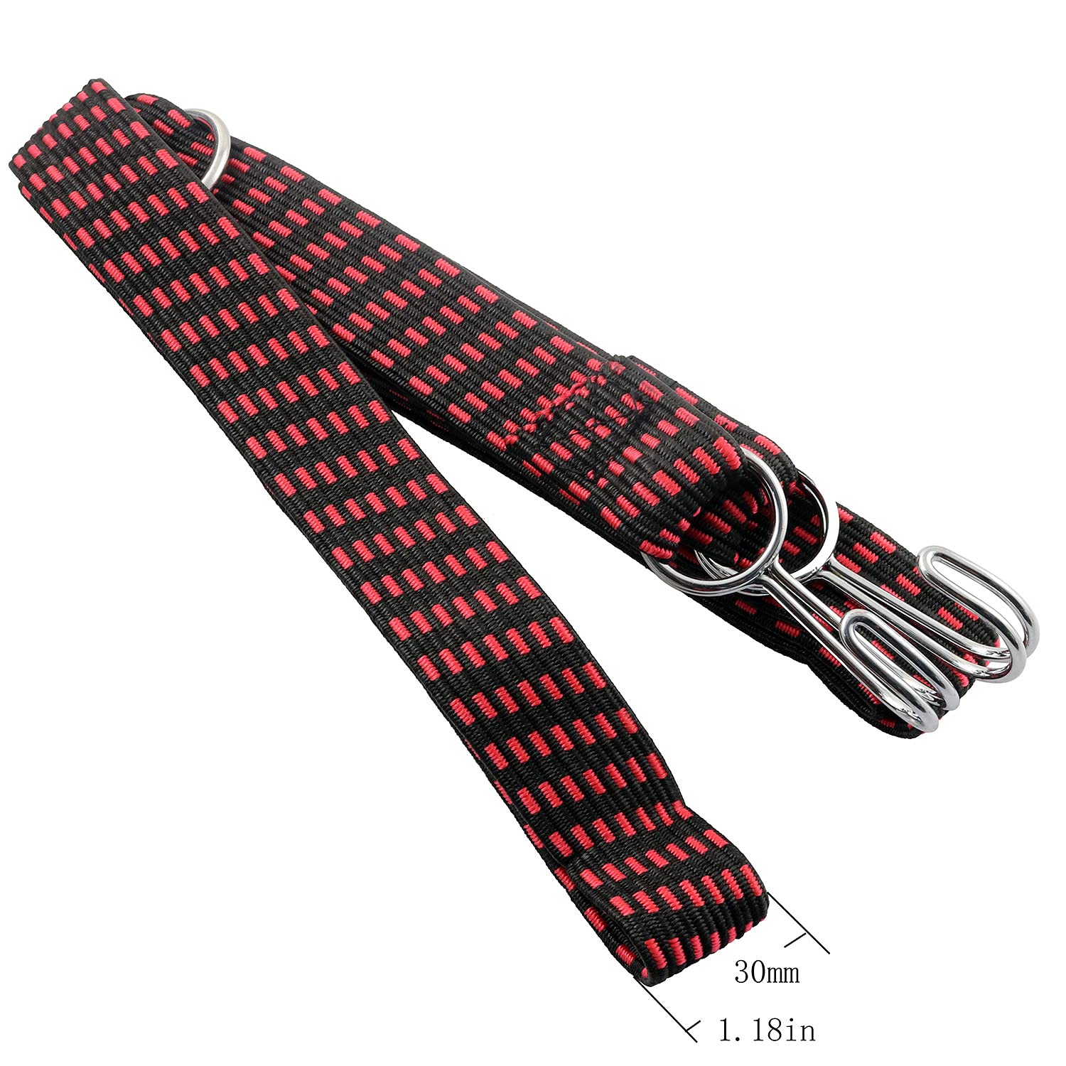 Heavy Duty Adjustable Flat Bungee Cords - 80 Inch Elastic Straps With Metal Hooks