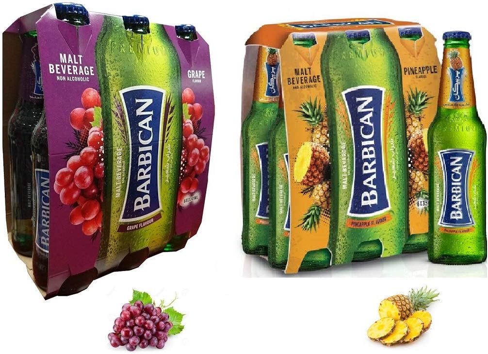 Barbican Combo " Grape & Pineapple " Malt Beverage Non Alcoholic 12 Bottles !