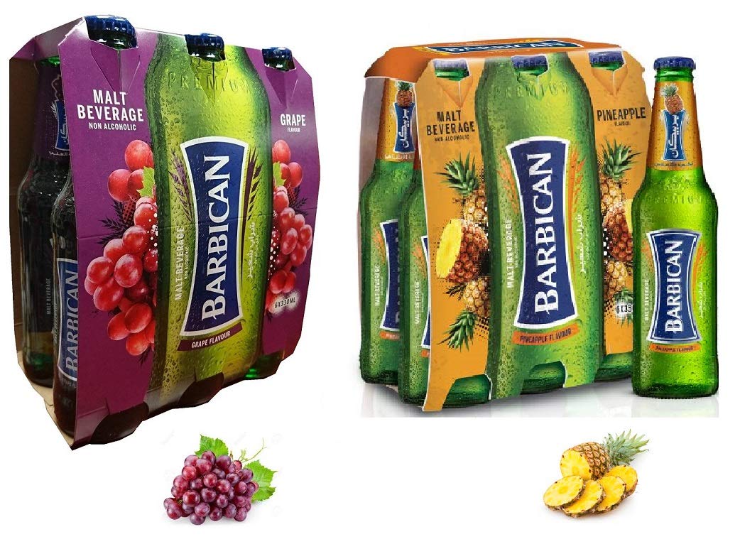 Barbican Combo " Grape & Pineapple " Malt Beverage Non Alcoholic 12 Bottles !