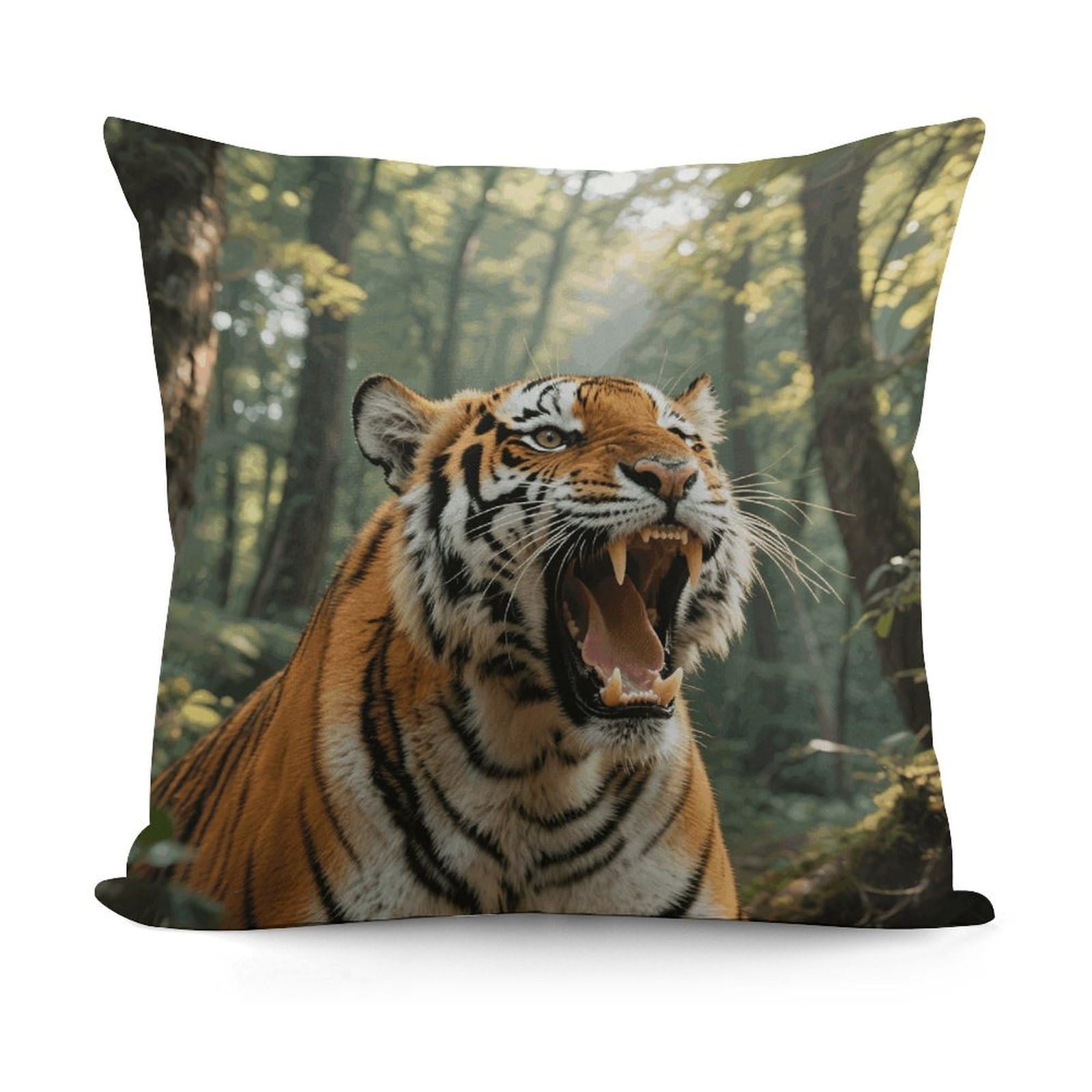 LZQPOEAS Siberian Tiger in The Forest Throw Pillow Cover 18x18 in Breathable Square Pillow Case Cozy Soft Pillowcase Protector Fashion Modern Couch Cushion Case for Living Room Bed Sofa Decor
