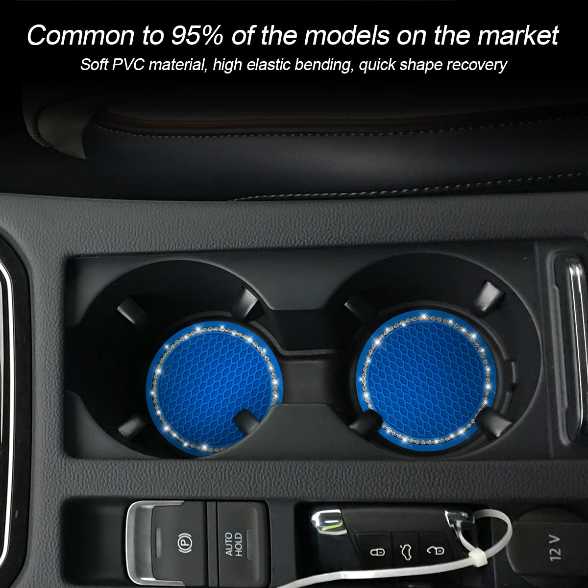 Sottobicchieri Auto Con Strass - Set Da 2 Universali Antiscivolo Per Portabicchieri - Foto 2