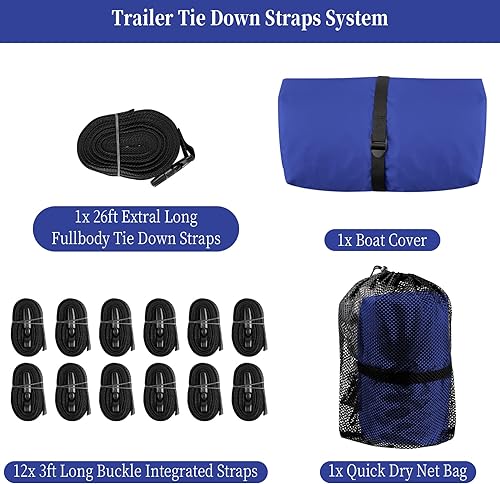 Miniatura 5 de Cubierta para barco, impermeable 600D, lona de grado marino resistente a los rayos UV, se adapta a V-Hull, barco de pesca de tres cascos, Runabout,