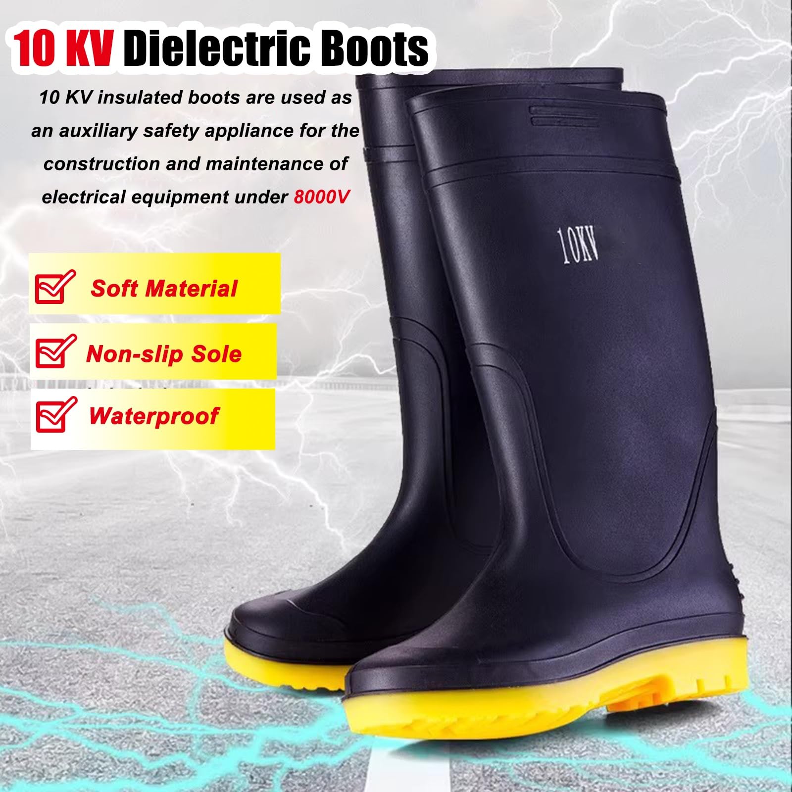 buty dielektryczne Obuwie robocze izolowane 10 kV, obuwie dielektryczne chroniące przed porażeniem prądem elektrycznym, przeznaczone do prac elektrycznych(US 9)