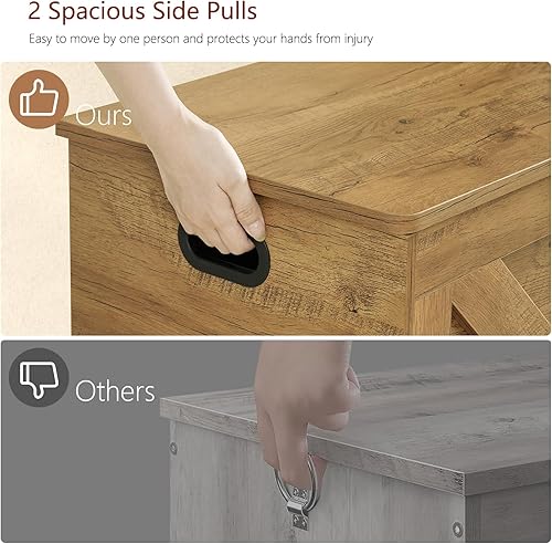 Vista 41 de usikey Cofre de almacenamiento de 39.4 pulgadas, baúl de juguetes, caja de juguetes con bisagras de seguridad, banco de almacenamiento superior Negro