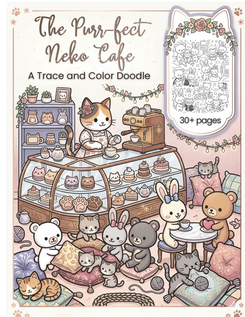 The Purr-fect Neko Cafe: A Trace and Color Doodle (The Cozy Clutter Doodle Series)