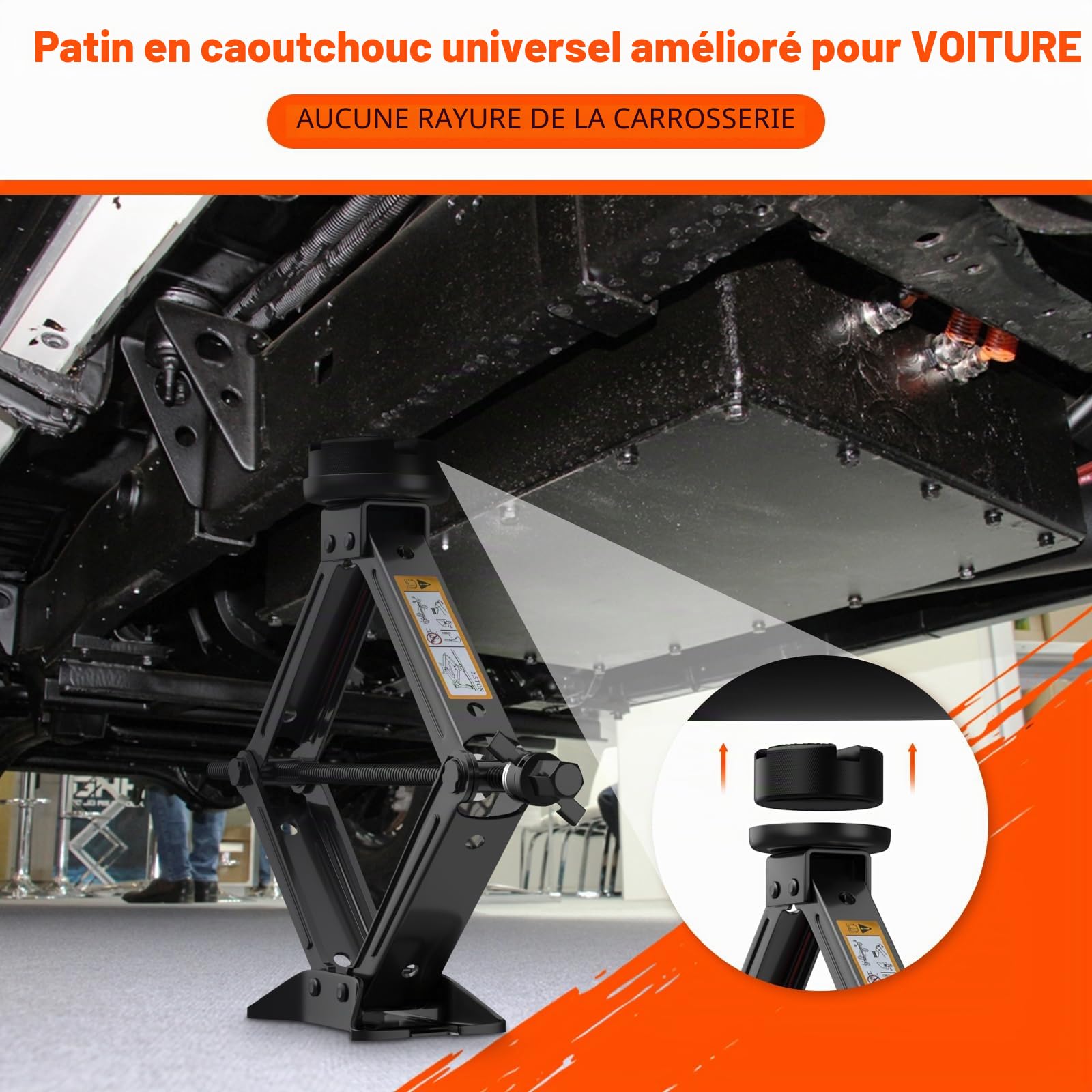 IMAYCC Cric Voiture 2.5T/2500kg, Universel Crique Voiture avec Tampon Caoutchouc, Portable Cric De Levage avec Clé pour Écrous De Roue, Kit d'urgence Automobile.