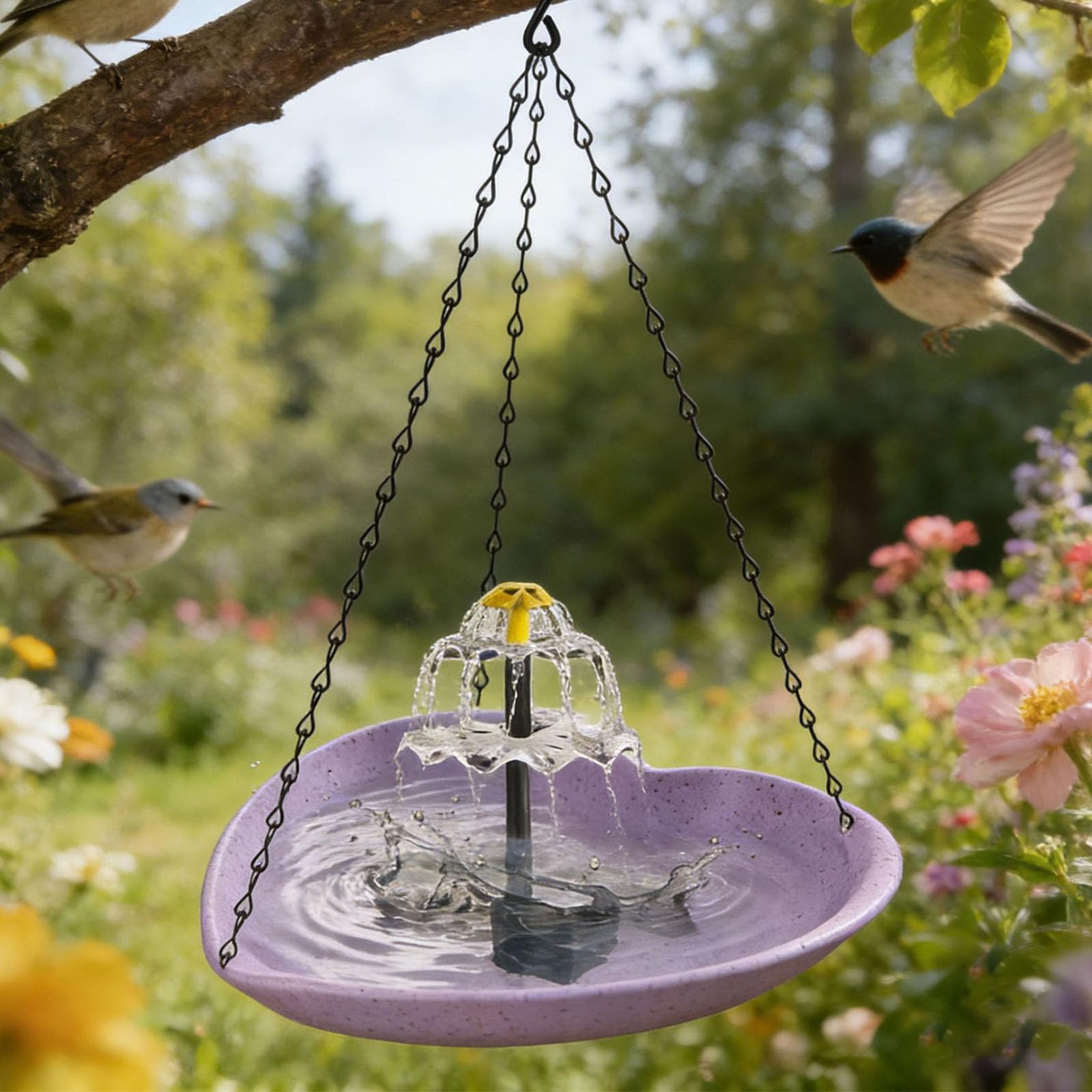 Bagnetto Solare Portatile per Uccellini e Giardino, Green