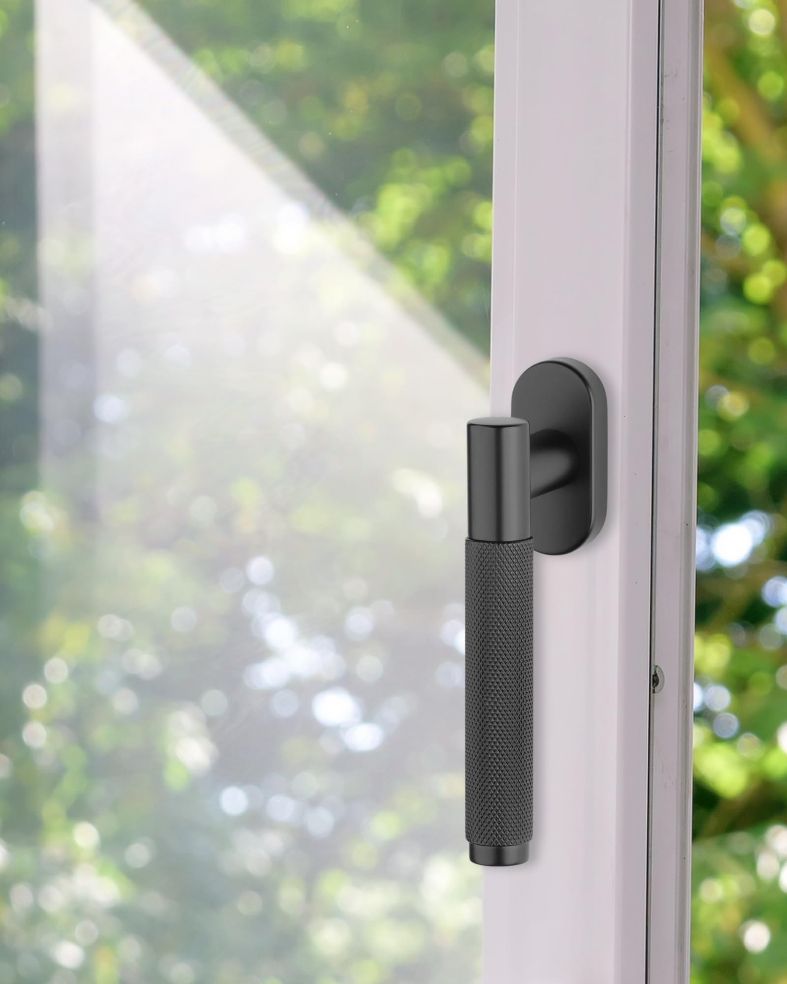 Gedotec Manilla ventana negro mate | 1 pieza | MARION | Manilla oscilobatiente sin cilindro de cierre | herraje para ventanas | manilla moderna sobre roseta ovalada | 42 mm de longitud de espig