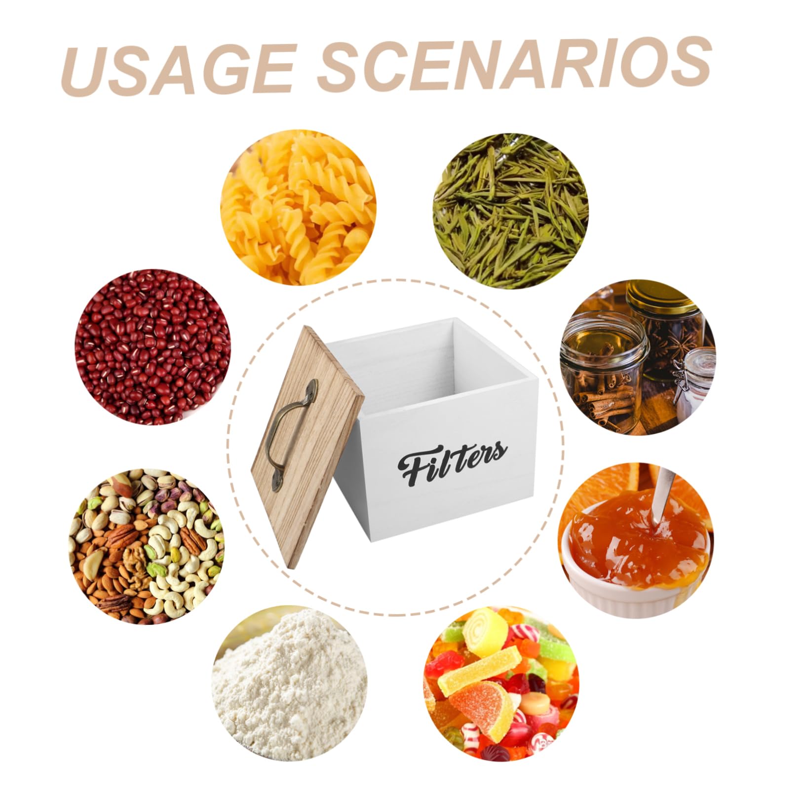 LABRIMP Caja de Madera con Tapa para Almacenamiento Organizado de Infusiones y Pequeños Objetos Caja Apilable para Cocina Hogar y Oficina Diseño Elegante y Portátil