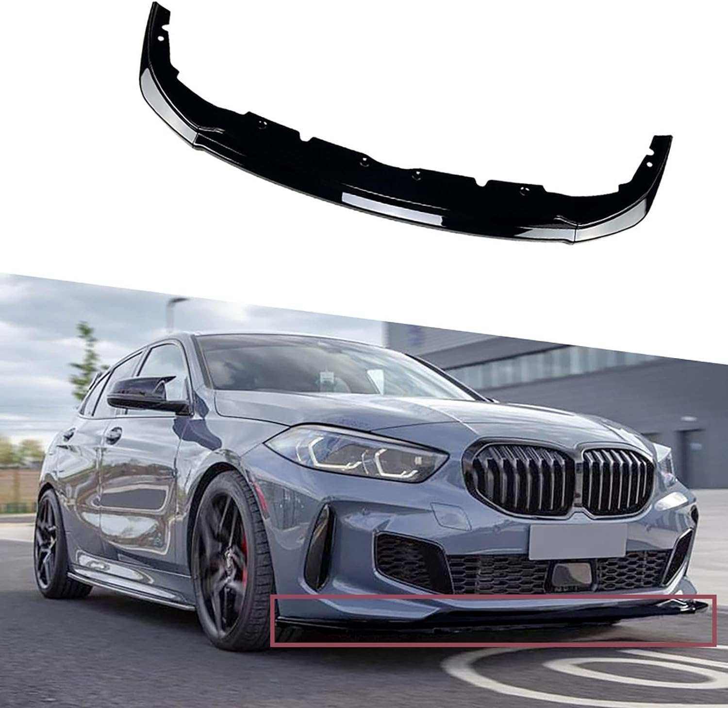 Auto Frontali Paraurti Spoiler per BM-W 1 Series F40 M Sport 2020-2022 118i 120i,ABS Lip Anteriore Splitter Lama Diffusore Protezione Aerodinamiche Esterne Accessorio,A/GlossBlack