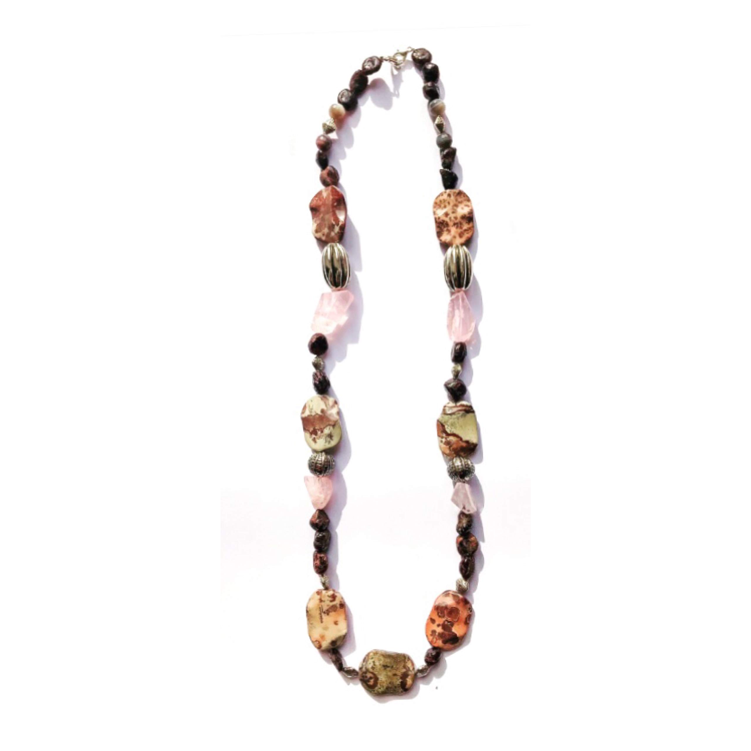 collana lunga rosa maculata