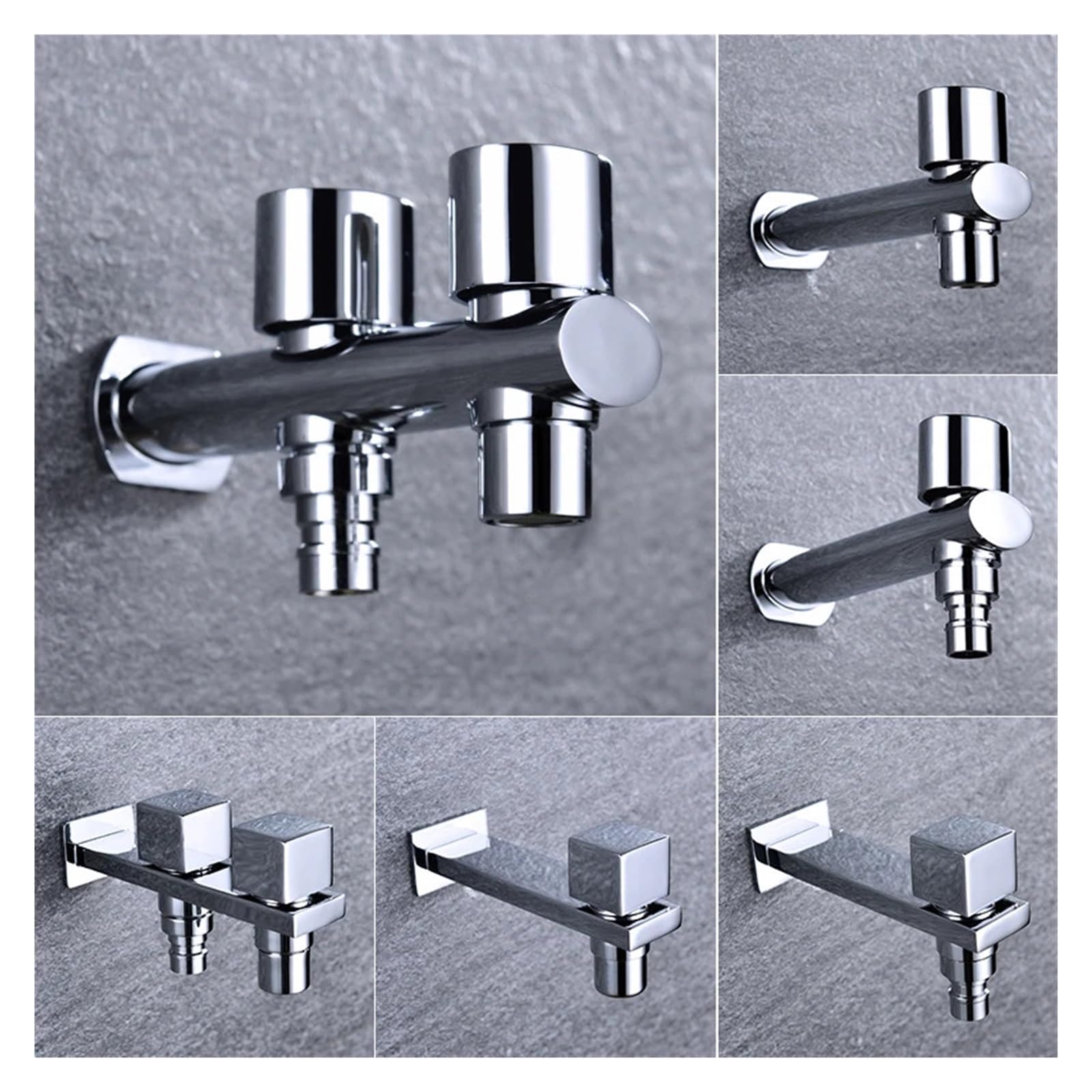 CCXXYGWJ Grifo de Cocina, Grifo de Lavadora con 2 Salidas de Agua, Grifo de Agua para Exterior de jardín con Doble caño, Cromado para Fregadero de Cocina, Bar, Granja, lavandería (Tipo E)