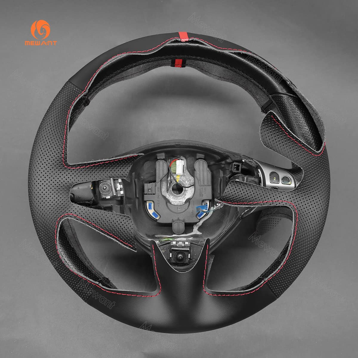 MEWANT Funda de Volante a Medida para Coser Alfa Romeo | volante coche / Alfa Romeo 147 2000-2010 / 156 2003-2007 / Crosswagon 2004-2005 / Estilo Transpirable Duradero