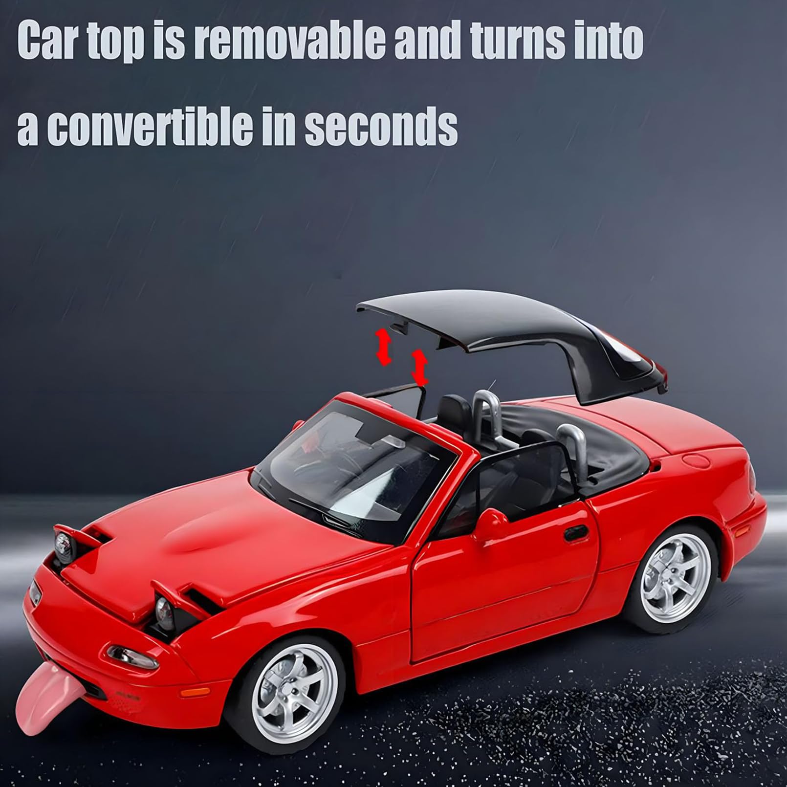 Mazda MX-5 Miata 1:32 modelka samochodu, zabawka z światłem i muzyką, zdejmowana osłona, funkcja cofania, odlew z stopu, idealny dla dzieci od 3 lat i kolekcjonerski model samochodu (czerwony)