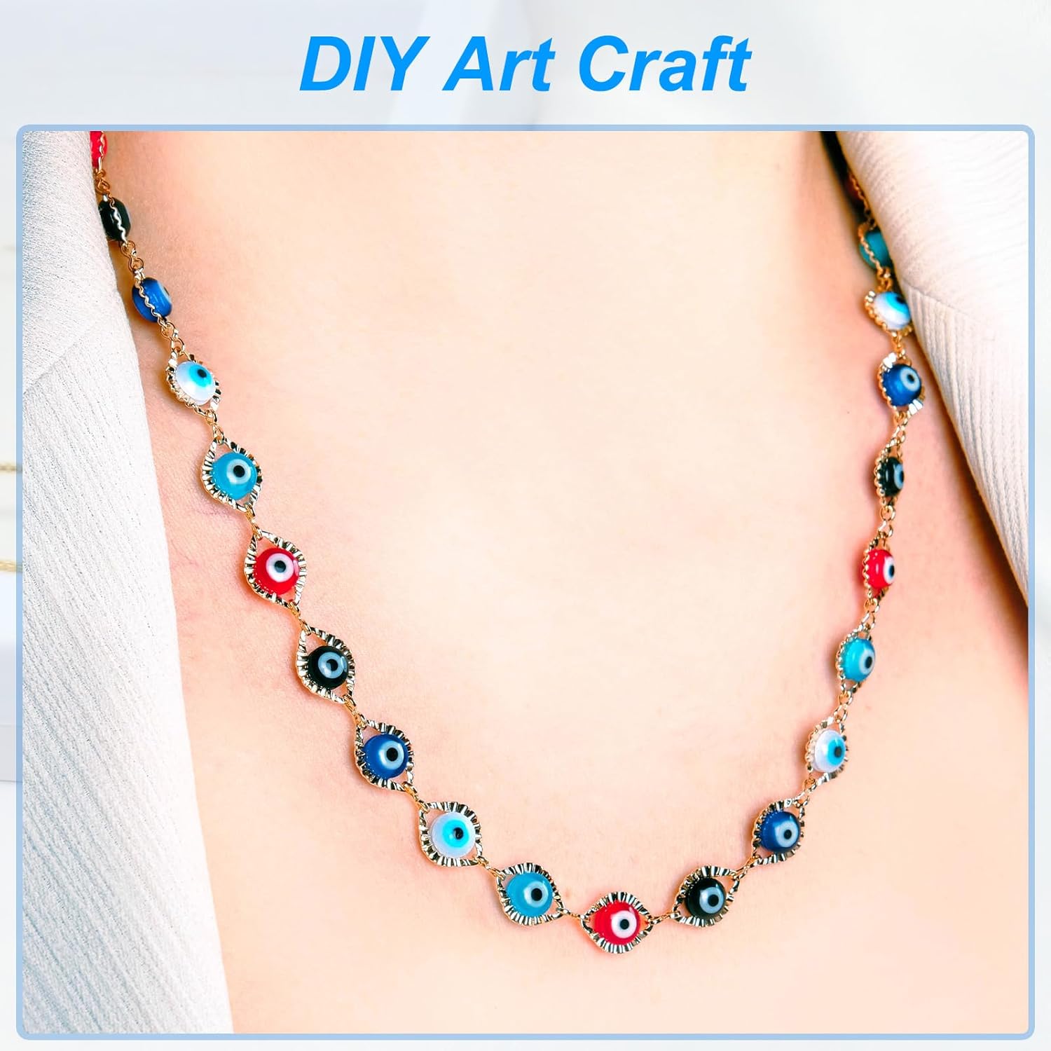 PATIKIL 8mm Evil Eye Beads, 100 Pcs Glass Turkish Evil Eye Charm Round Spacer Beads Pendant Connector for DIY Art Craft Bracelet Necklace Earrings Making, Red - Image 6