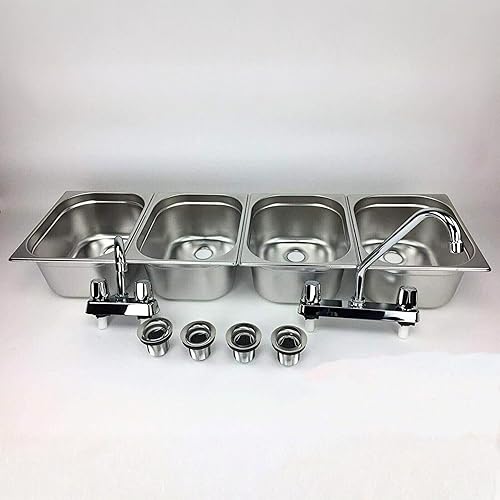 Camión de remolque de comida con soporte de fregadero de concesión de acero inoxidable con compartimento grande de 4 grandes