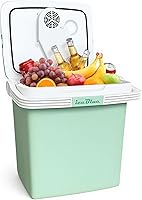 Vista 9 de Iceblue - Mini nevera de 7 litros / 9 latas, refrigerador para productos de cuidado de la piel con cinturón, enchufe AC y cargador de coche de 12V