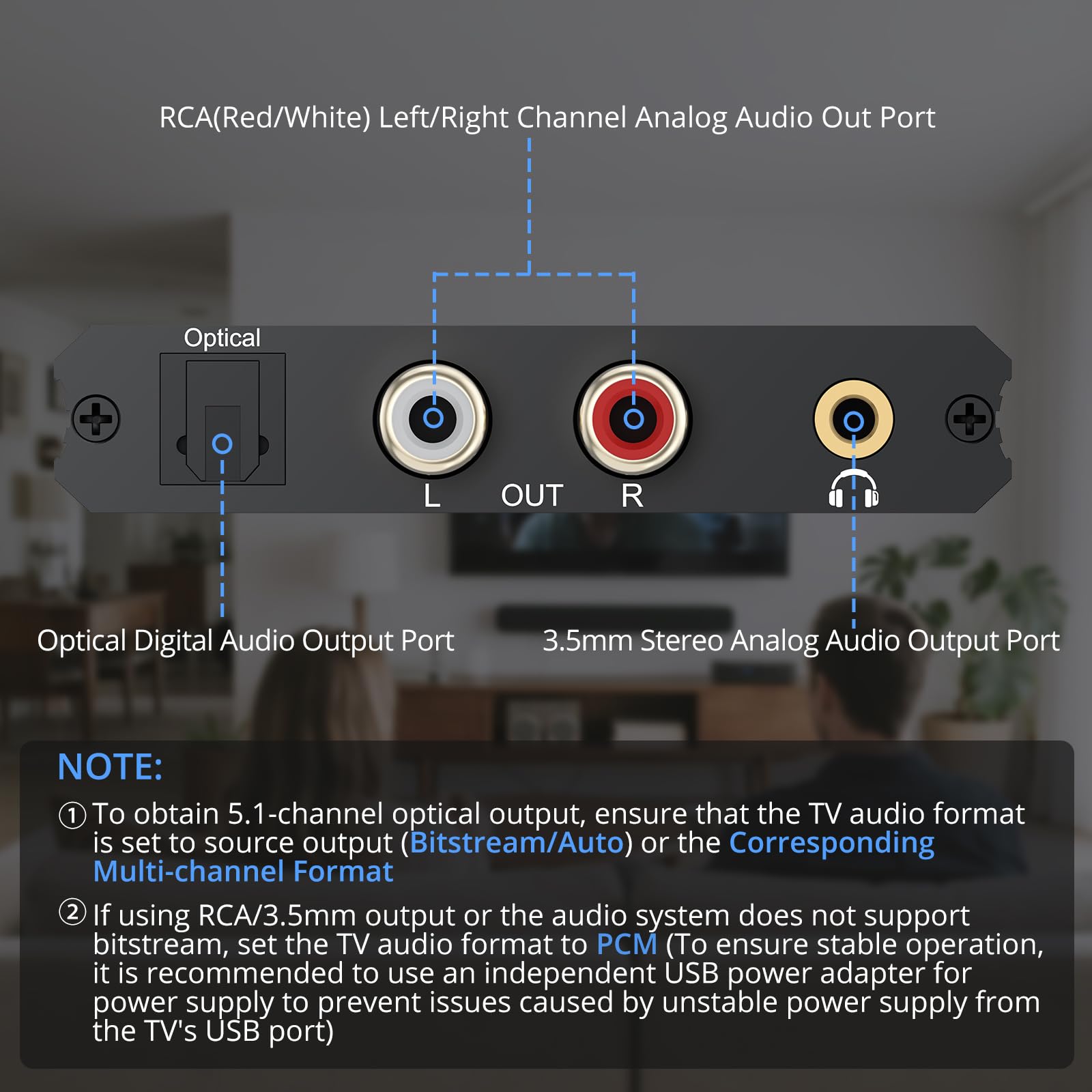 CAMWAY eARC Ekstraktor audio – HDMI ARC/eARC na światłowód, RCA, konwerter audio 3,5 mm, obsługuje dźwięk przestrzenny 5.1, łatwa konfiguracja soundbara, wzmacniacza, słuchawek, wyjścia audio TV