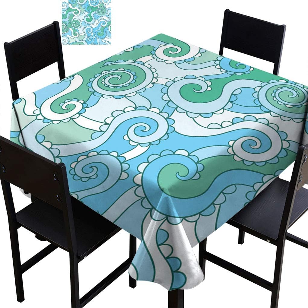 Abstract Decor Square Fabric Tablecloths, Sea Waves Pattern