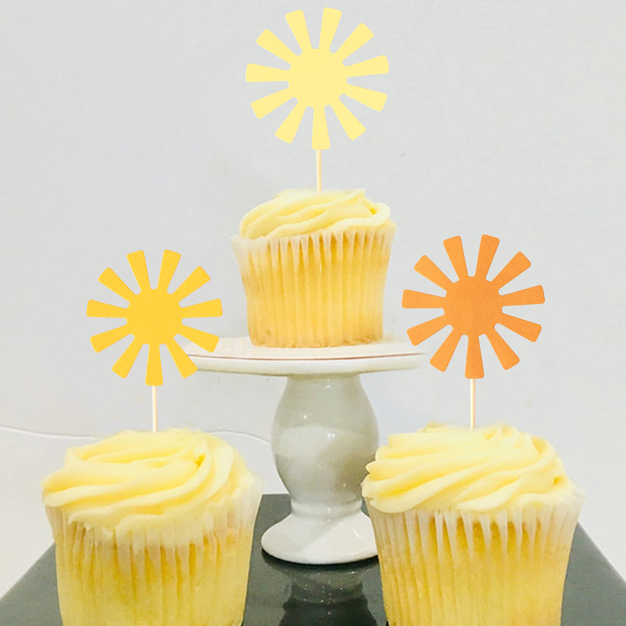 Boho Sunshine Cupcake Toppers - Sun-Themed Birthday Decor, Neutral Sun Cake Toppers, You Are My Sunshine Party Supplies (12 Count) - View #11