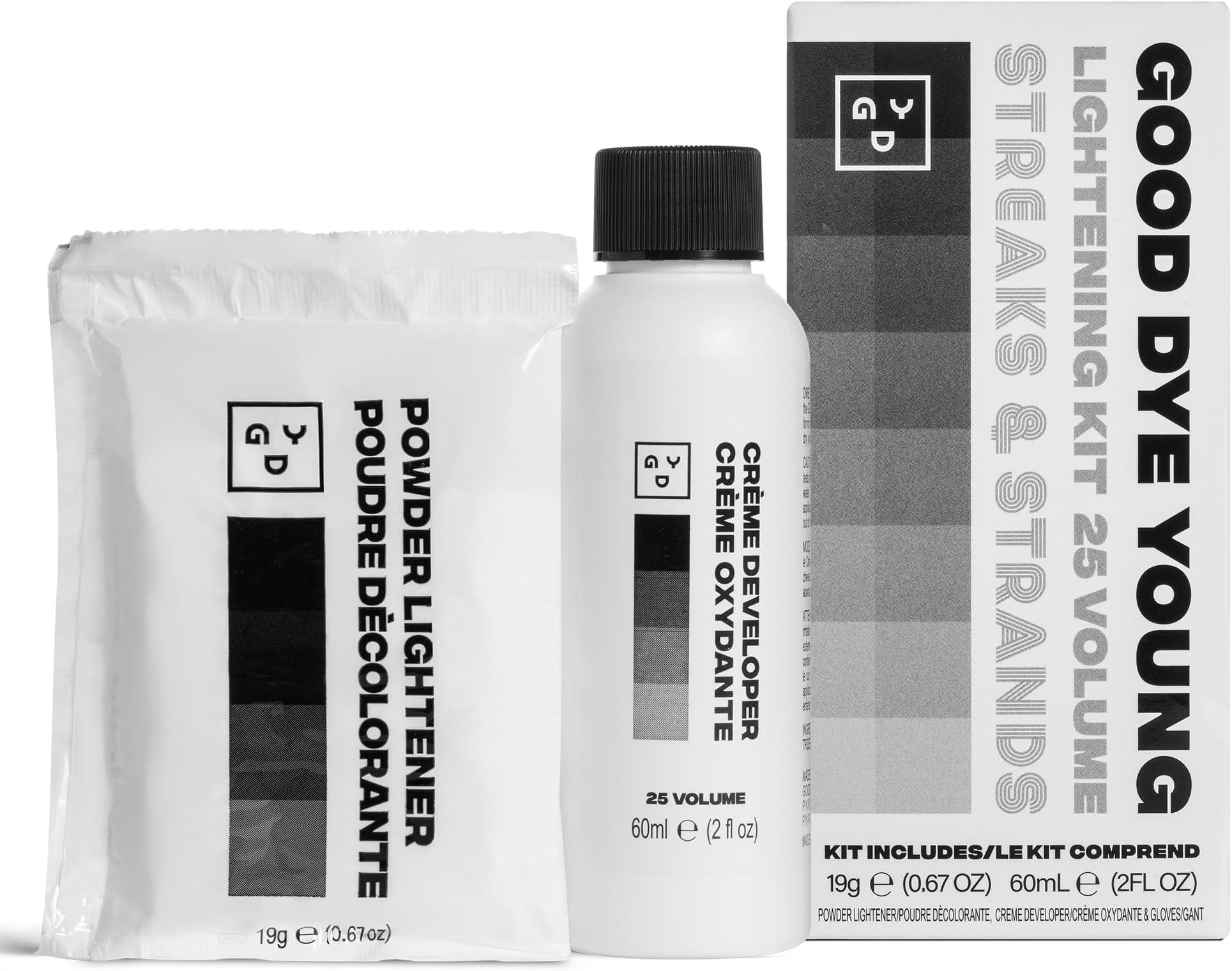 Hair Lightener Kit (Streaks and Strands) with Dust Free Powder Lightener & 25 Volume Developer - Moisturizing Bleaching Kit - Vegan Hair Bleach (2 oz.)