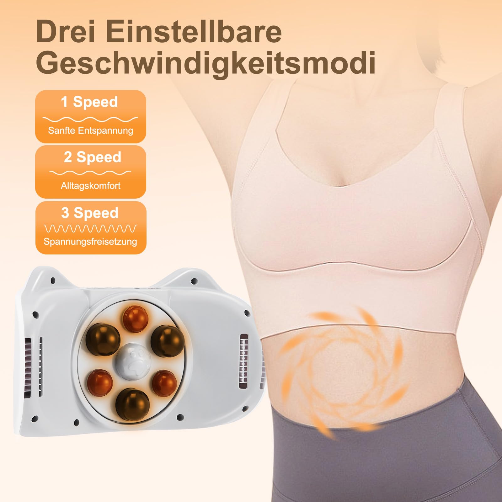 Kabelloser Bauchmassagegerät,Tragbar Bauchmuskeltrainer Elektrisch Mit 3 Geschwindigkeiten & Modi Wiederaufladbar Elektrischer Bauch Trainingsgerät für Taille Bauch