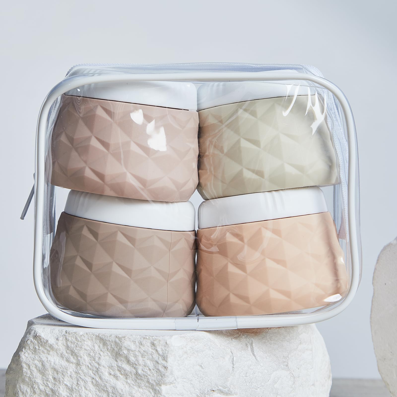 Silevoler Travel Size Containers for Toiletries, 1.7oz TSA Approved Travel Size Toiletries Silicone Cosmetic Cream Jars, Leak-Proof Refillable Containers W/Clear Bag (CREAM, 3OZ) 1