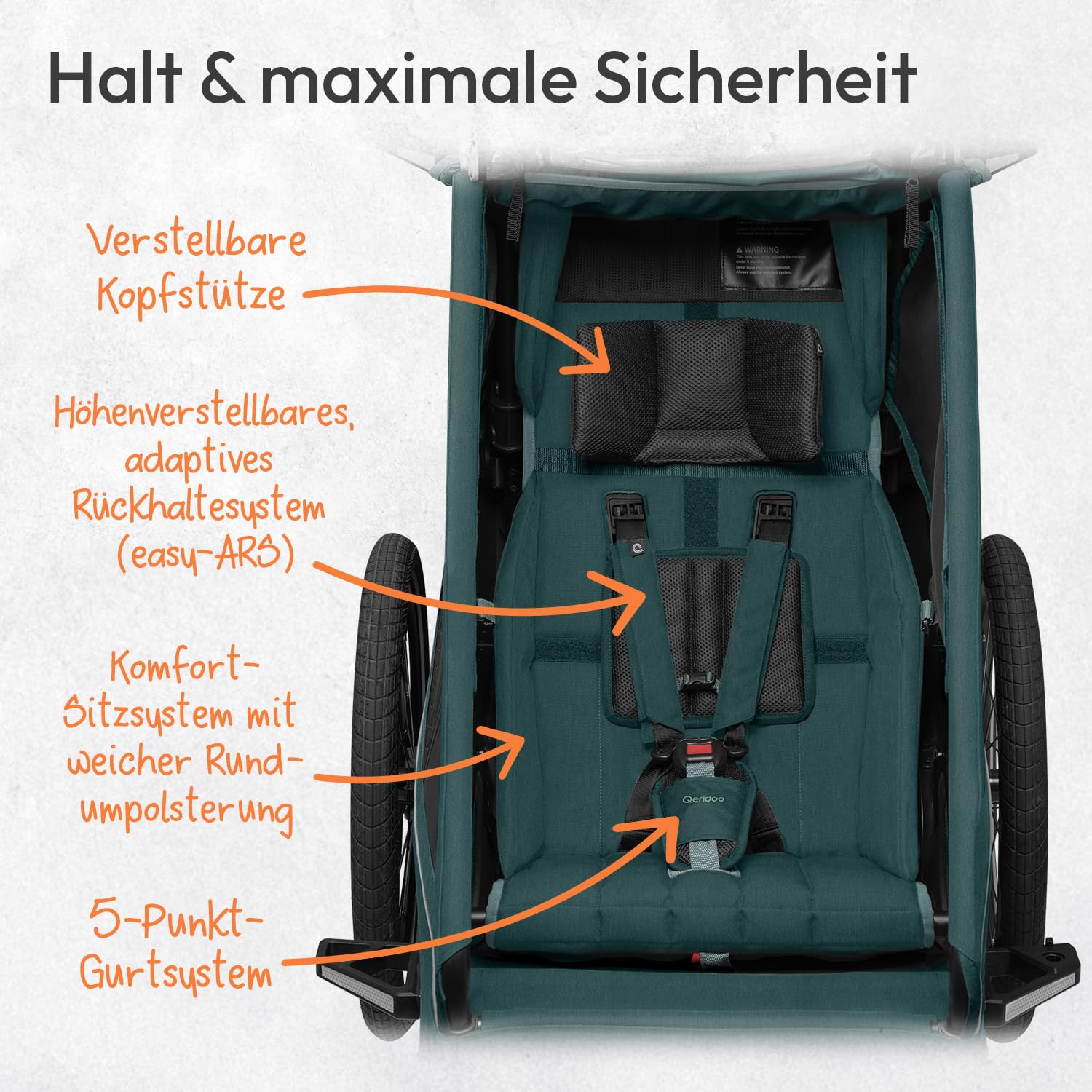 Qeridoo Kidgoo 1 | Fahrradanhänger 1 Kind mit Federung & 3-in-1-Verdeck | Kinderfahrradanhänger & Jogger Kinderwagen | Faltbarer Fahrrad Anhänger Kinder | Komfortabler Kinderanhänger Fahrrad