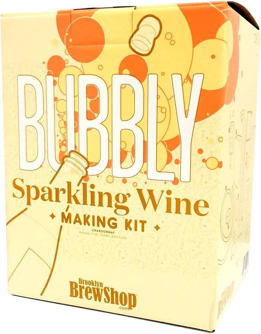 Brooklyn Brew Shop Sparkling Wine Making Kit: Bubbly Starter Set With Reusable Glass Fermenter, Brew Equipment, Ingredients - Perfect For Brewing Craft Bubbly At Home