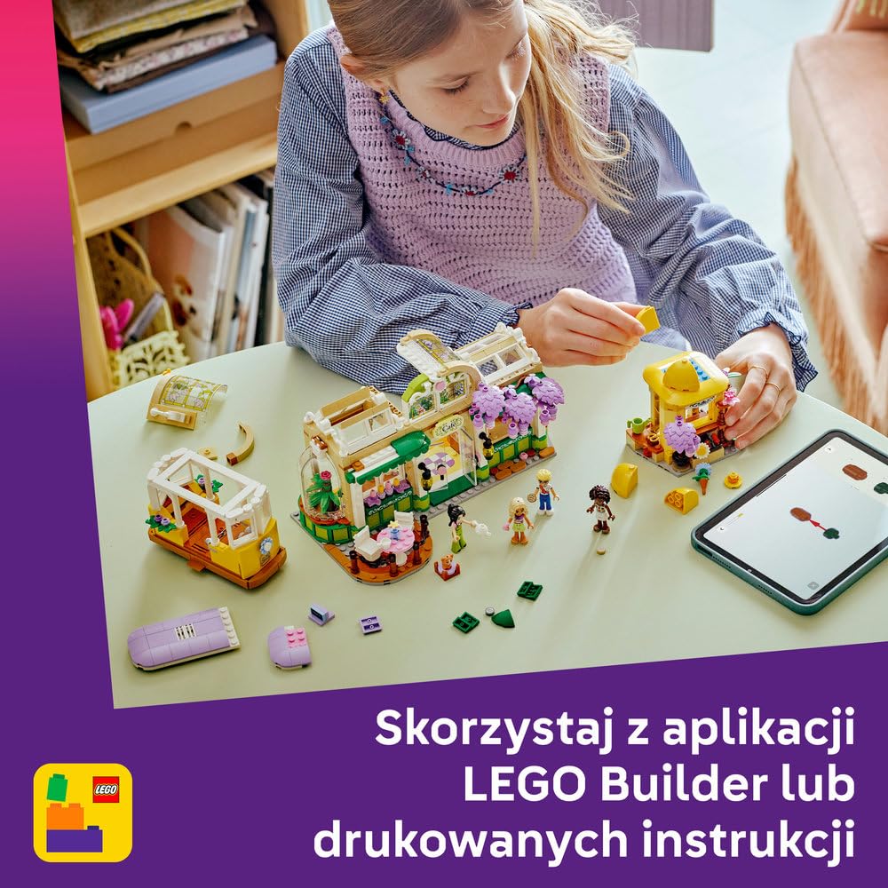 LEGO Friends Zielona kawiarnia i kwiaciarnia 42671 | Miejska kawiarnia, zestaw do odgrywania ról, prezent dla dziewczynki i chłopca 9+, 1138 elementów