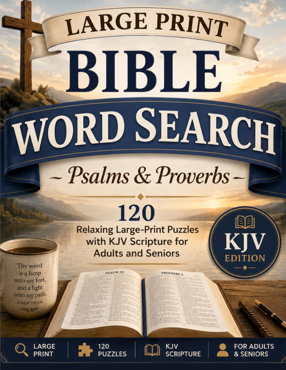 Large Print Bible Word Search: Psalms & Proverbs: 120 Relaxing Large-Print Puzzles with KJV Scripture for Adults and Seniors (Large Print Bible Word Search Collection)