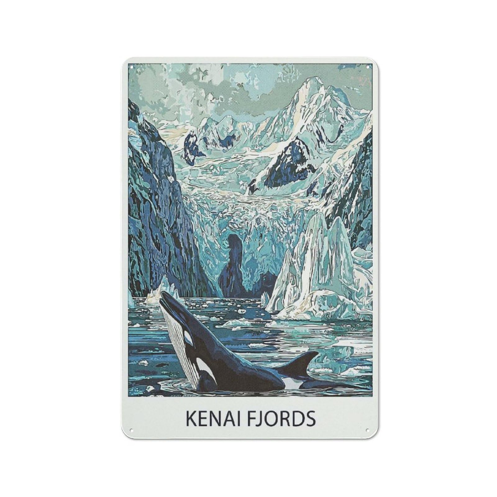 Junmoney Style-5 Urban Orca In Kenai Fjords Decorative Metal Plaque 30X20cm, Urban Room Decor For Flat, Bar, Studio Or Gallery Wall