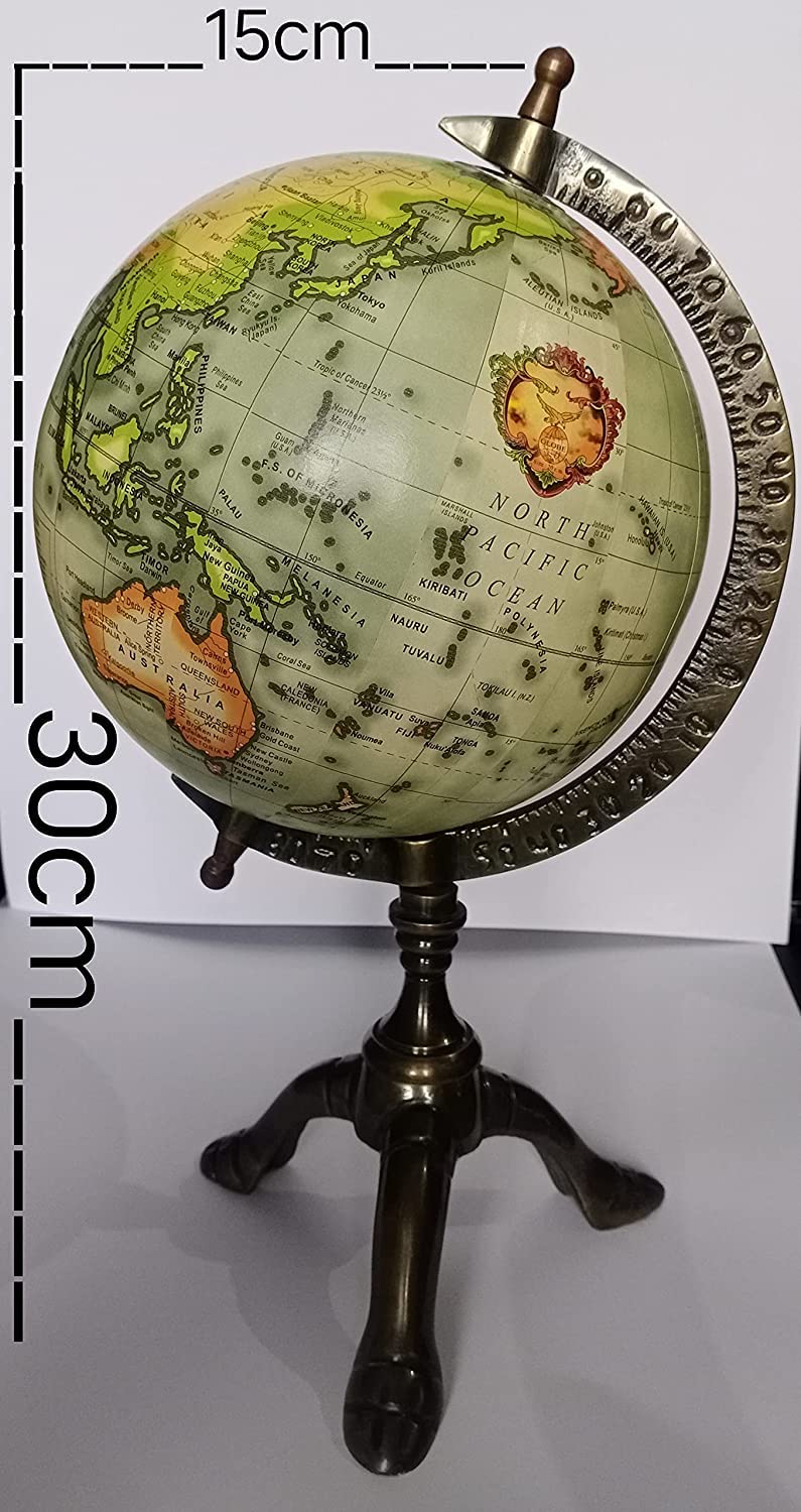 TECHZONE Globe Educational Political World Globe with Metal Finish / Home Decor / Office Decor / Gift Item / Green 12"
