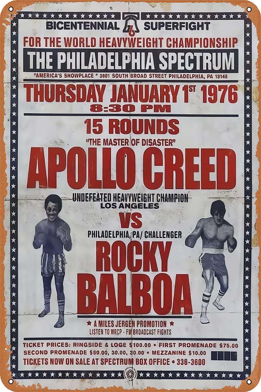 WASUBEA Metal Tin Sign Rocky Balboa vs Apollo Creed Movie Poster Art Prints Retro Home Bar Pub Wall Decor 8x12 Inch
