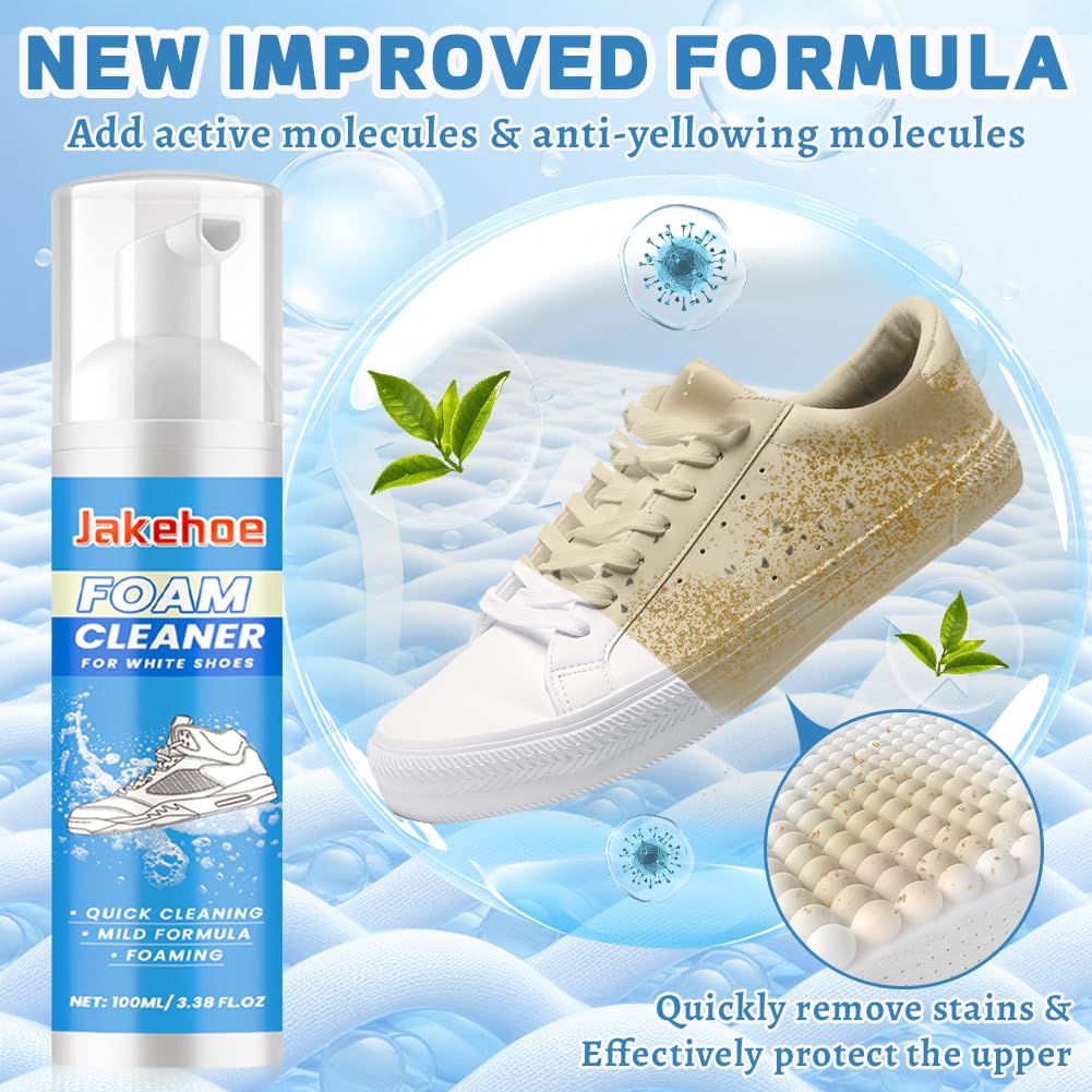 flintronic Pulisci Scarpe, Kit Pulizia Scarpe, Detergente in Schiuma, Detergente per Allenatori, con Spazzola, Asciugamano e Spugna, Pulizia Scarpe Scamosciate, per Rimuovere Macchie e Sporcizia