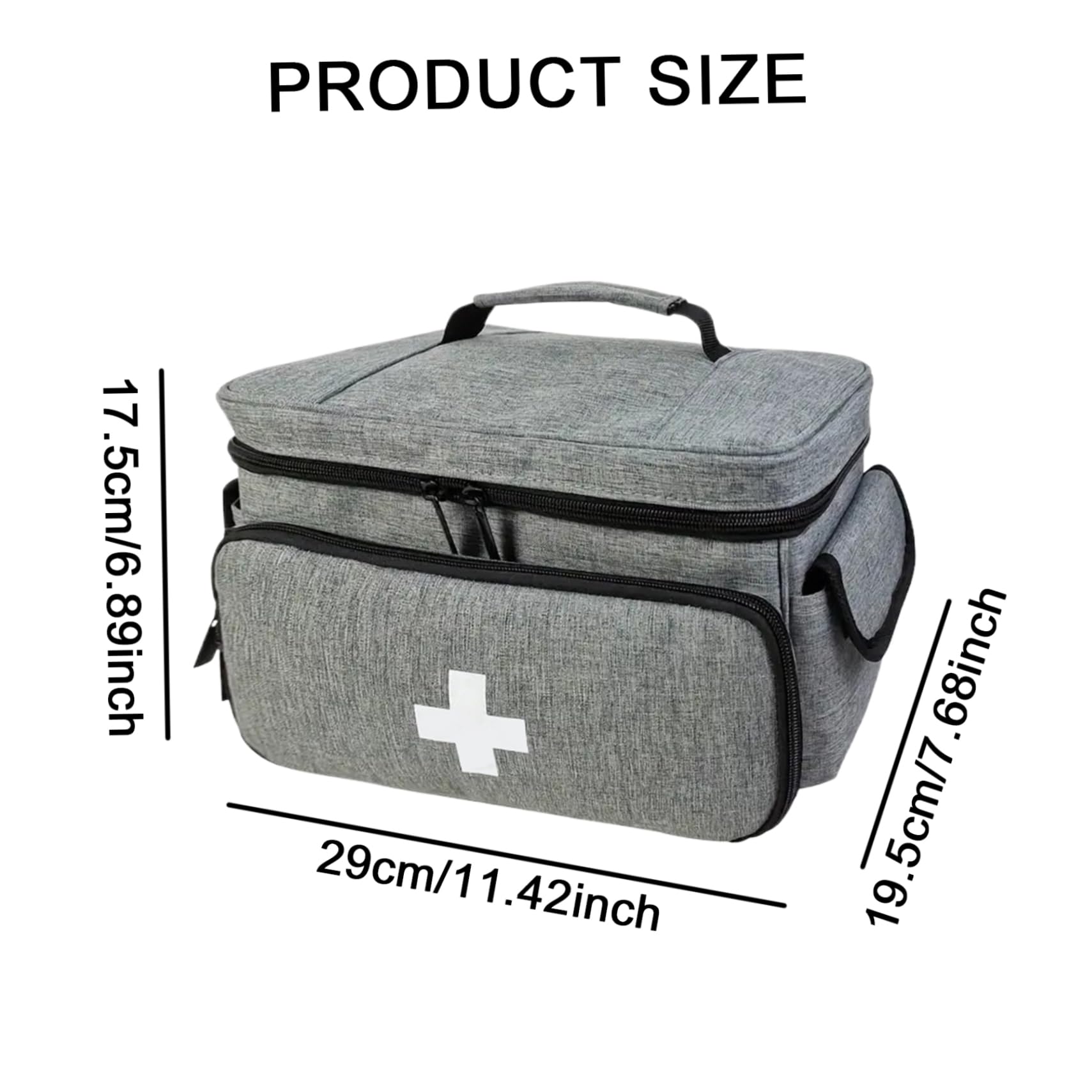 Leere Erste-Hilfe-Tasche, wasserdichter Erste-Hilfe-Organizer mit mehreren Taschen und Reißverschluss-Versorgungstasche mit Tragegriff oben für Zuhause, Büro, Auto, Reisen, Outdoor