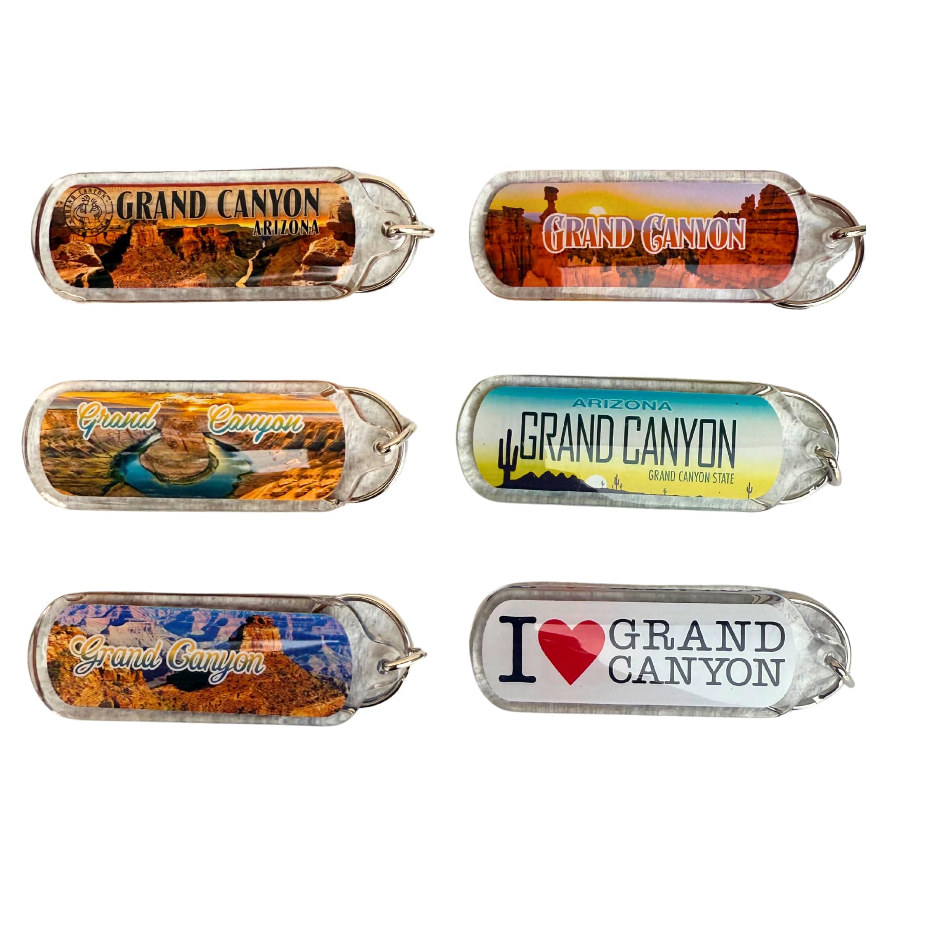 SNCO Grand Canyon Souvenir Keychain 6-Pack – Arizona Landmark Collectible – Scenic Designs, National Park, Travel Gift, I Heart Grand Canyon