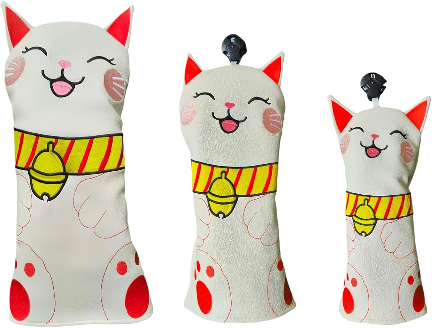 Shinsto Lucky Mascot Cat Golf Head Cover Moisture Proof Guard Suit Driver Fairway Hybrid Adult Child